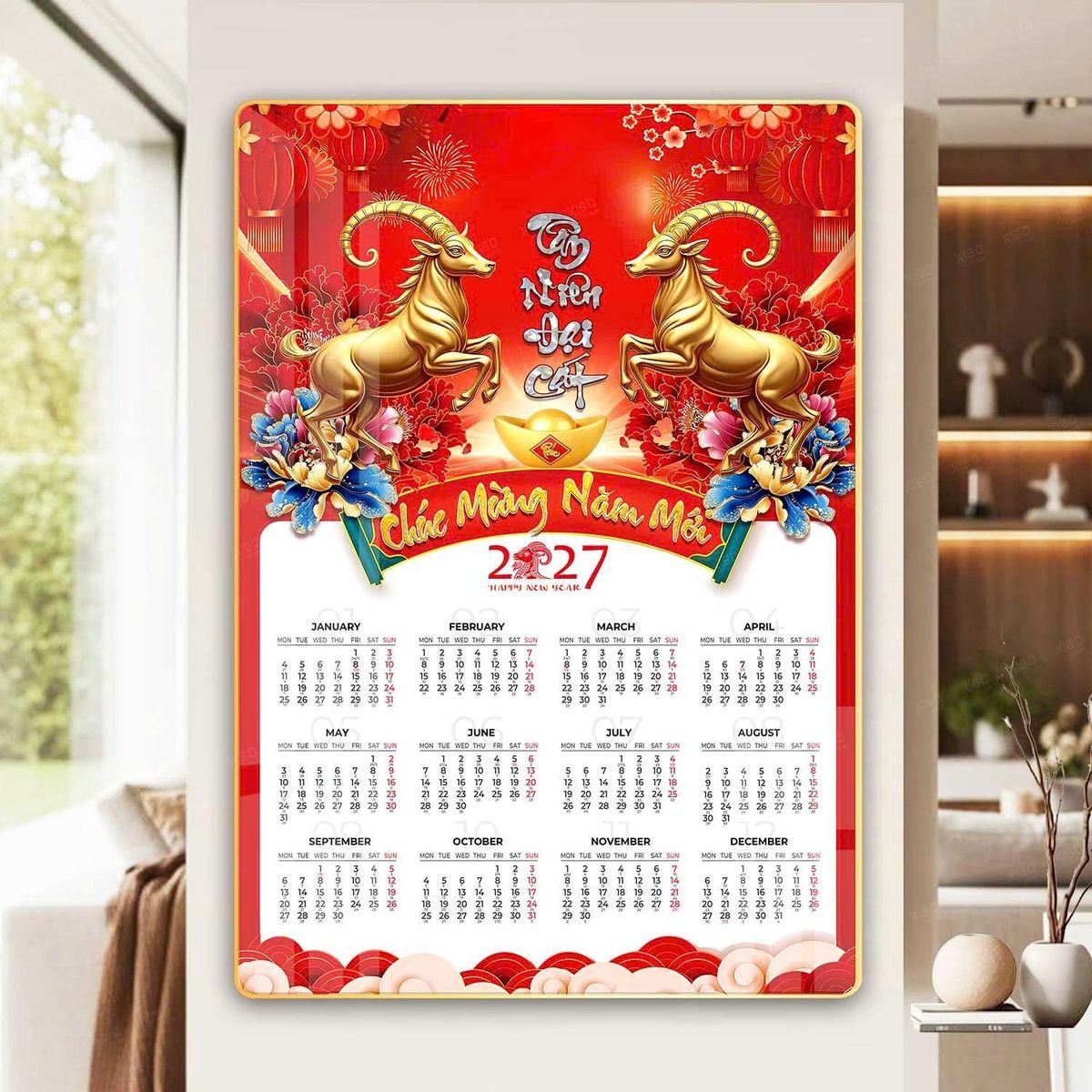 Lịch Gỗ Lamina Cao Cấp 40x60cm 2027 LM406_054 - Quà Tặng Công Nhân