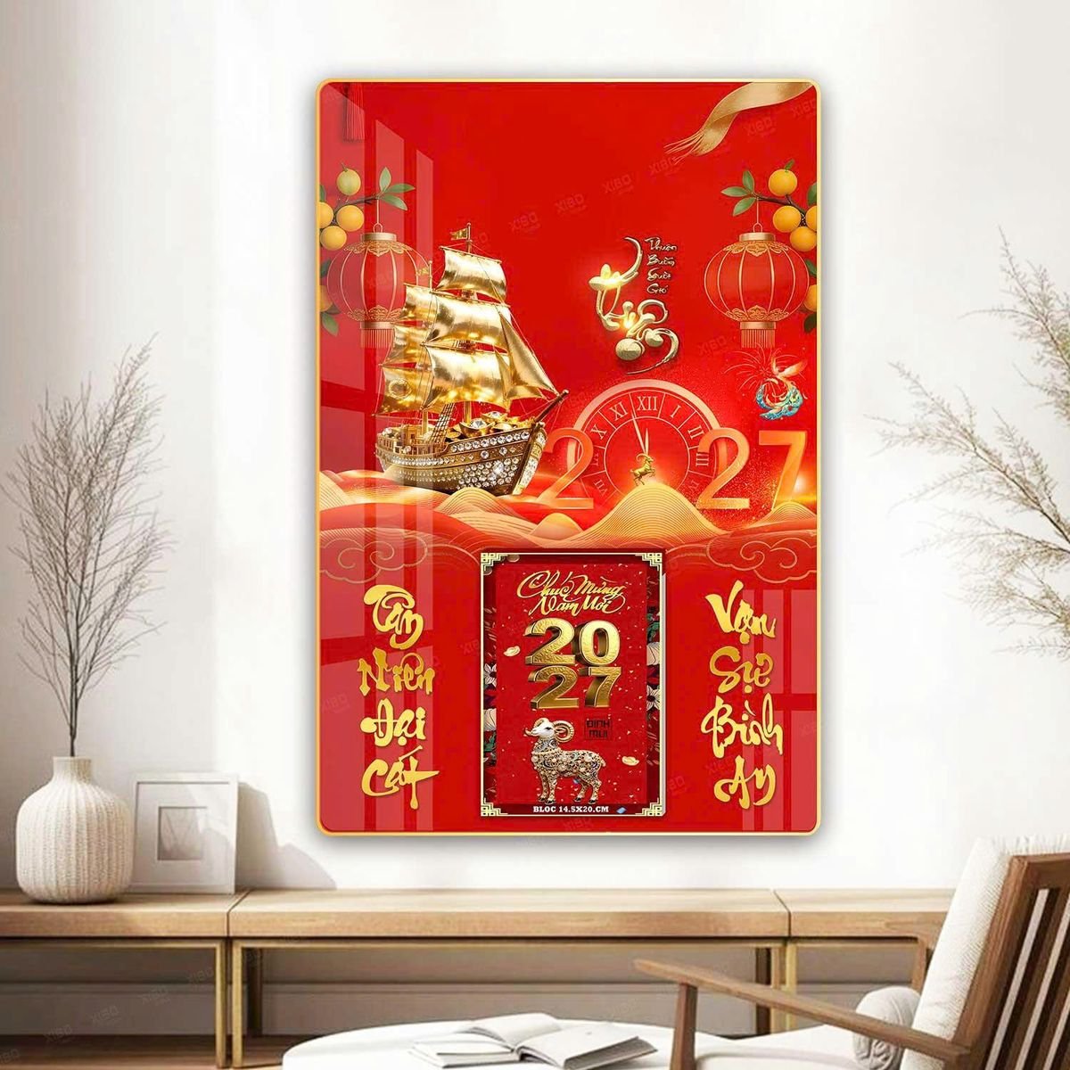 Lịch Gỗ Lamina Cao Cấp 40x60cm 2027 LM406_070 - Quà Tặng Công Nhân