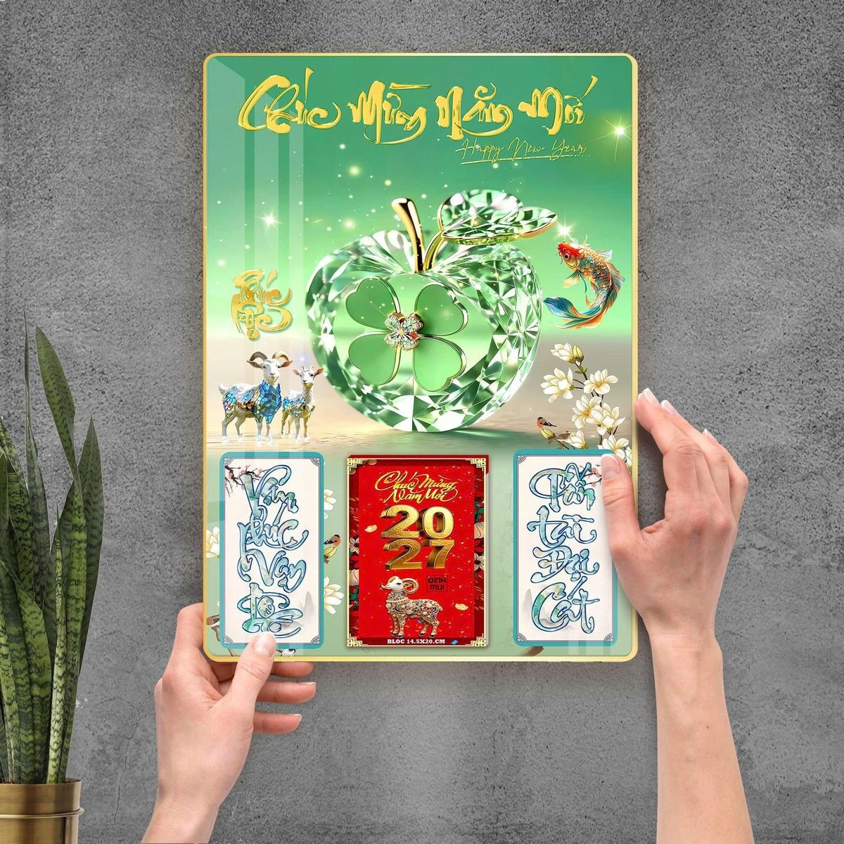 Lịch Gỗ Lamina Cao Cấp 40x60cm 2027 LM406_098 - Quà Tặng Công Nhân