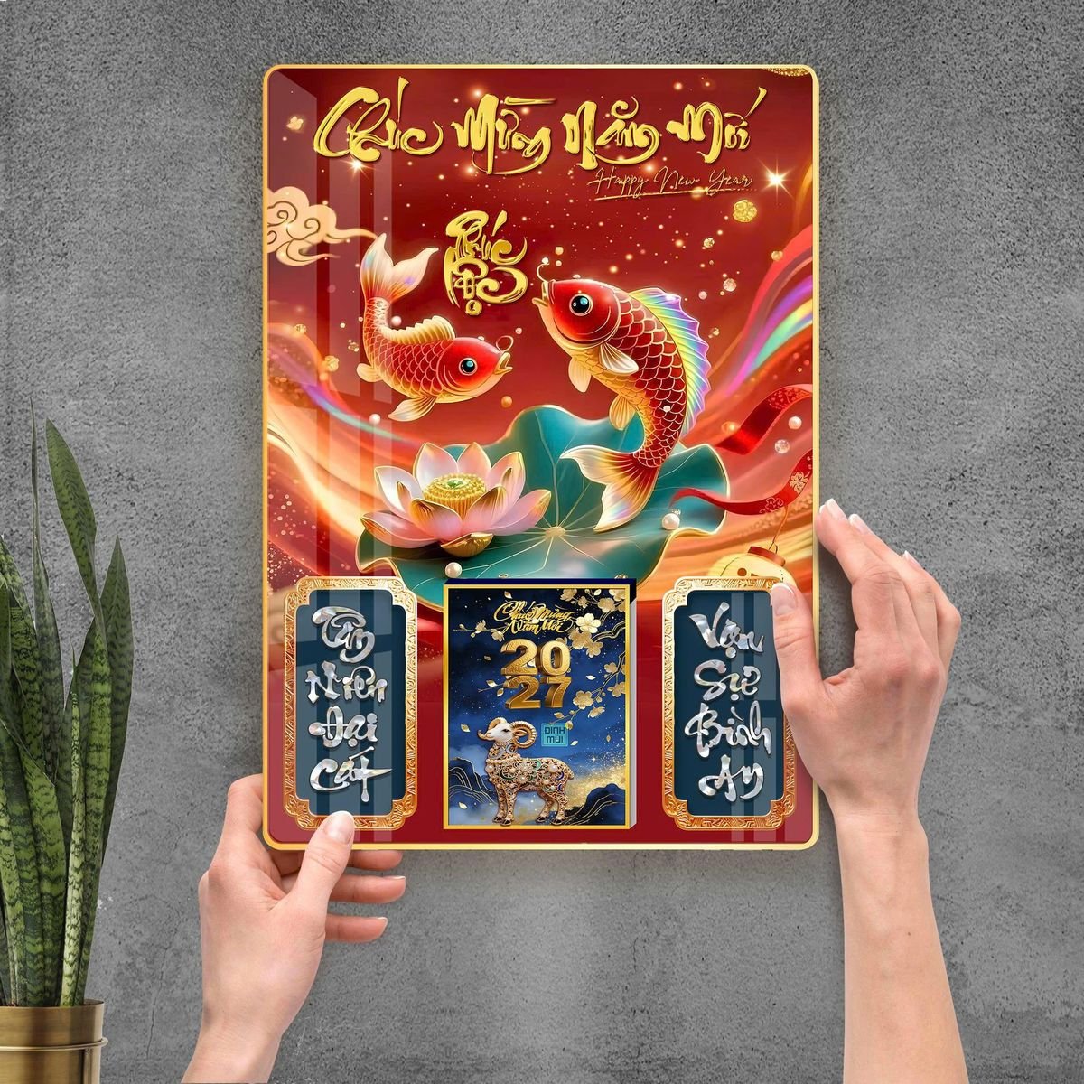 Lịch Gỗ Lamina Cao Cấp 40x60cm 2027 LM406_102 - Quà Tặng Công Nhân