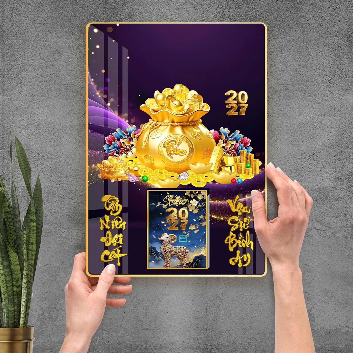 Lịch Gỗ Lamina Cao Cấp 40x60cm 2027 LM406_109 - Quà Tặng Công Nhân