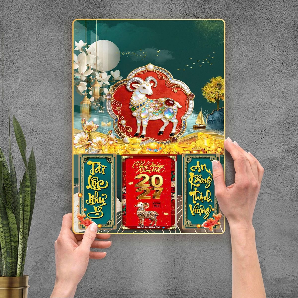 Lịch Gỗ Lamina Cao Cấp 40x60cm 2027 LM406_110 - Quà Tặng Công Nhân
