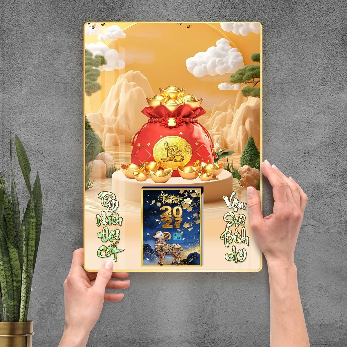 Lịch Gỗ Lamina Cao Cấp 40x60cm 2027 LM406_112 - Quà Tặng Công Nhân