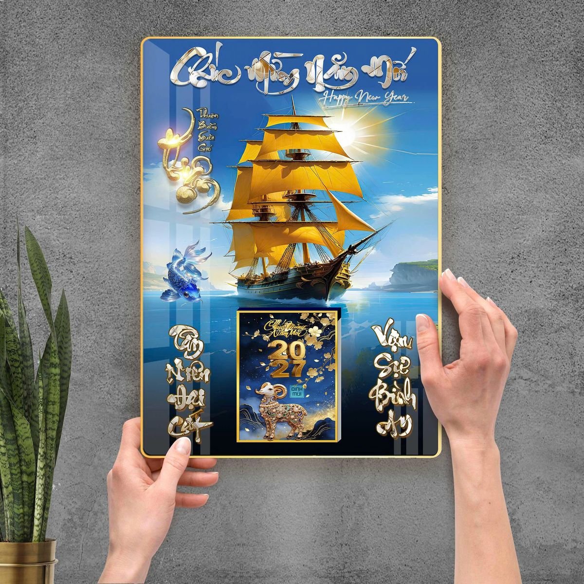 Lịch Gỗ Lamina Cao Cấp 40x60cm 2027 LM406_113 - Quà Tặng Công Nhân