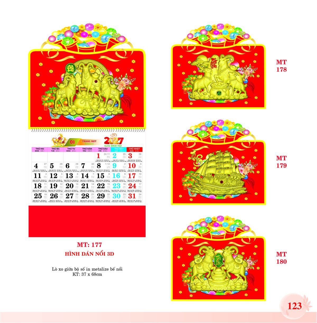 Lịch Treo Tường Lò Xo 2027 MT Mẫu MT178 (37 x 68cm) Quà Tết Công Nhân Viên Chiết Khấu Cao Lịch Treo Tường Lò Xo 2027 MT Mẫu MT178 (37 x 68cm) Quà Tết Công Nhân Viên Chiết Khấu Cao in logo doanh nghiệp quà tặng Tết tại Quà Tặng Công Nhân