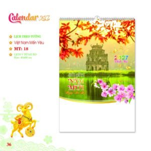 Lịch Treo Tường Lò Xo 2027 MT Mẫu MT18 (40 x 60cm) Quà Tết Công Nhân Viên Chiết Khấu Cao in logo doanh nghiệp quà tặng Tết tại Quà Tặng Công Nhân