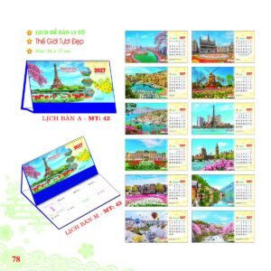 Lịch Để Bàn 2027 MT Mẫu MT43 (24 x 17cm) Quà Tết Công Nhân Viên Chiết Khấu Cao in logo doanh nghiệp quà tặng Tết tại Quà Tặng Công Nhân