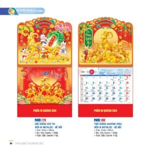 Lịch Treo Tường Lò Xo 2027 NB Mẫu NB180 (37 x 68cm) Quà Tết Công Nhân Viên Chiết Khấu Cao in logo doanh nghiệp quà tặng Tết tại Quà Tặng Công Nhân