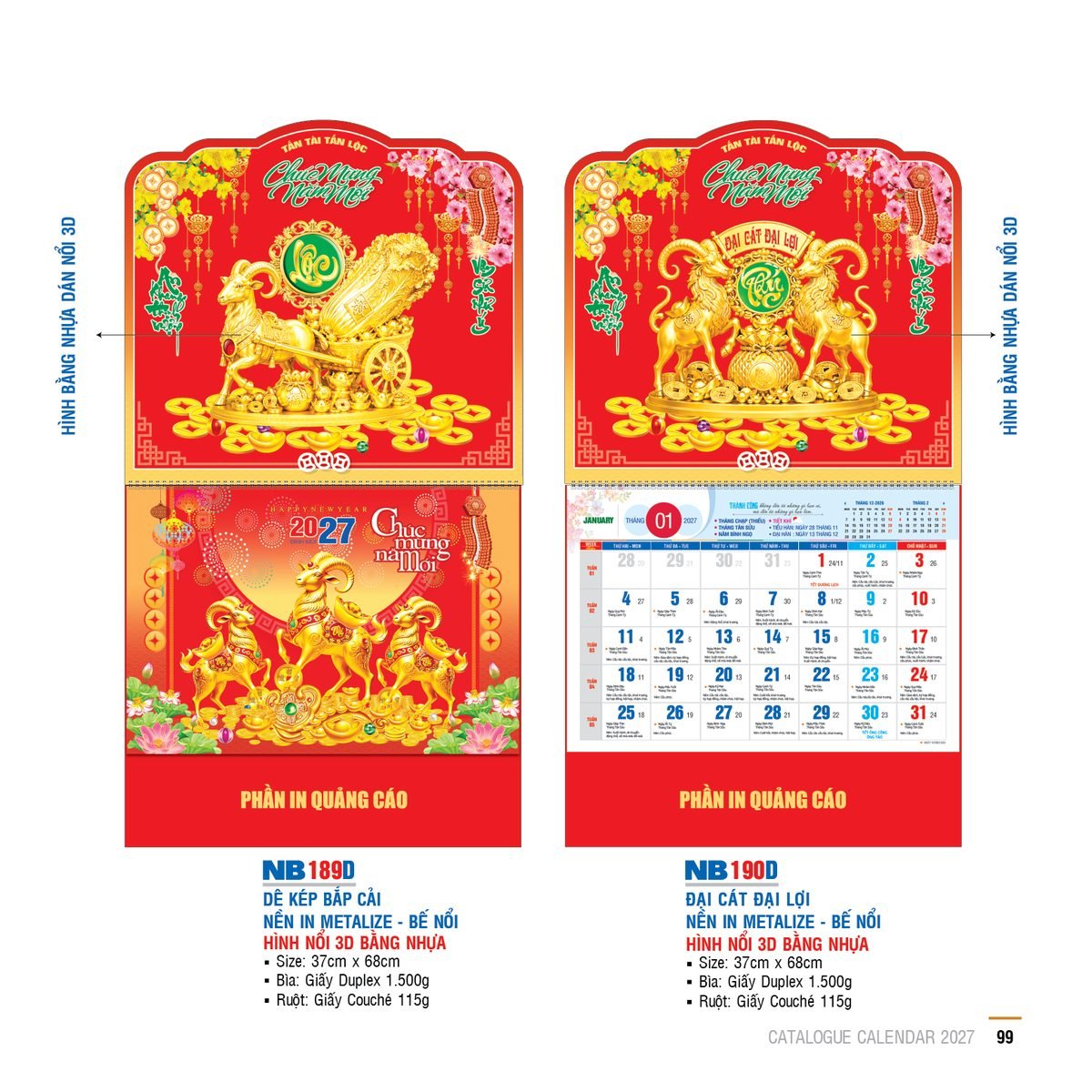 Lịch Bìa Treo 2027 NB Mẫu NB190D (29 x 41 cm) Quà Tết Công Nhân Viên Chiết Khấu Cao Lịch Bìa Treo 2027 NB Mẫu NB190D (29 x 41 cm) Quà Tết Công Nhân Viên Chiết Khấu Cao in logo doanh nghiệp quà tặng Tết tại Quà Tặng Công Nhân