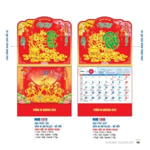 Lịch Bìa Treo 2027 NB Mẫu NB198D (29 x 41 cm) Quà Tết Công Nhân Viên Chiết Khấu Cao in logo doanh nghiệp quà tặng Tết tại Quà Tặng Công Nhân