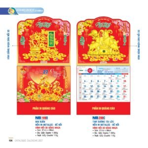 Lịch Treo Tường Lò Xo 2027 NB Mẫu NB200C (37 x 68cm) Quà Tết Công Nhân Viên Chiết Khấu Cao in logo doanh nghiệp quà tặng Tết tại Quà Tặng Công Nhân
