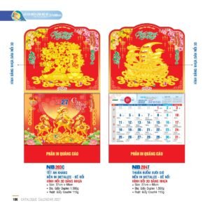 Lịch Treo Tường Lò Xo 2027 NB Mẫu NB203C (37 x 68cm) Quà Tết Công Nhân Viên Chiết Khấu Cao in logo doanh nghiệp quà tặng Tết tại Quà Tặng Công Nhân