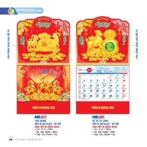 Lịch Treo Tường Lò Xo 2027 NB Mẫu NB207T (37 x 68cm) Quà Tết Công Nhân Viên Chiết Khấu Cao in logo doanh nghiệp quà tặng Tết tại Quà Tặng Công Nhân