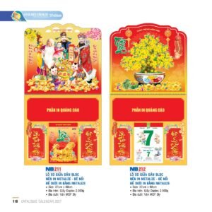 Lịch Treo Tường Lò Xo 2027 NB Mẫu NB212 (37 x 68cm) Quà Tết Công Nhân Viên Chiết Khấu Cao in logo doanh nghiệp quà tặng Tết tại Quà Tặng Công Nhân