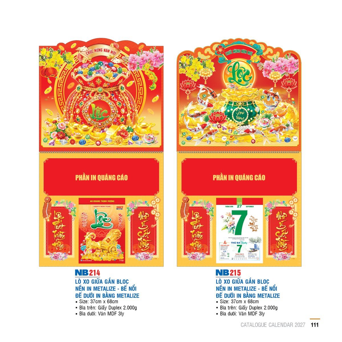 Lịch Treo Tường Lò Xo 2027 NB Mẫu NB214 (40 x 60 cm) Quà Tết Công Nhân Viên Chiết Khấu Cao Lịch Treo Tường Lò Xo 2027 NB Mẫu NB214 (40 x 60 cm) Quà Tết Công Nhân Viên Chiết Khấu Cao in logo doanh nghiệp quà tặng Tết tại Quà Tặng Công Nhân