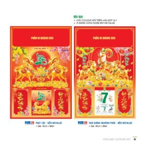 Lịch Bìa Treo 2027 NB Mẫu NB29 (29 x 41 cm) Quà Tết Công Nhân Viên Chiết Khấu Cao in logo doanh nghiệp quà tặng Tết tại Quà Tặng Công Nhân