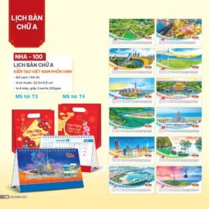 Lịch Bàn Chữ A 2027 NHA Mẫu NHA100 (17 x 19 cm) Quà Tết Công Nhân Viên Chiết Khấu Cao in logo doanh nghiệp quà tặng Tết tại Quà Tặng Công Nhân