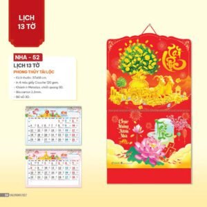 Lịch Bìa Treo 2027 NHA Mẫu NHA52 (37 x 68cm) Quà Tết Công Nhân Viên Chiết Khấu Cao in logo doanh nghiệp quà tặng Tết tại Quà Tặng Công Nhân