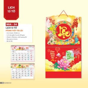Lịch Bìa Treo 2027 NHA Mẫu NHA54 (37 x 68cm) Quà Tết Công Nhân Viên Chiết Khấu Cao in logo doanh nghiệp quà tặng Tết tại Quà Tặng Công Nhân