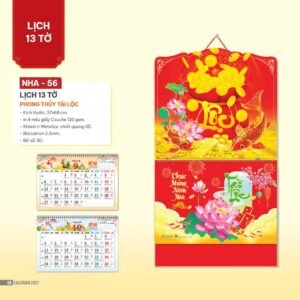 Lịch Bìa Treo 2027 NHA Mẫu NHA56 (37 x 68cm) Quà Tết Công Nhân Viên Chiết Khấu Cao in logo doanh nghiệp quà tặng Tết tại Quà Tặng Công Nhân