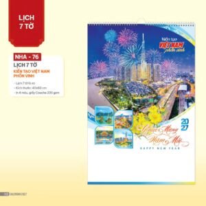 Lịch Treo Tường Lò Xo 2027 NHA Mẫu NHA76 (40 x 60cm) Quà Tết Công Nhân Viên Chiết Khấu Cao in logo doanh nghiệp quà tặng Tết tại Quà Tặng Công Nhân