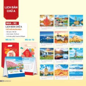 Lịch Bàn Chữ A 2027 NHA Mẫu NHA92 - Thế Giới Muôn Màu (17 x 19cm) Quà Tết Công Nhân Viên Chiết Khấu Cao in logo doanh nghiệp quà tặng Tết tại Quà Tặng Công Nhân