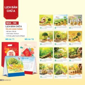 Lịch Bàn Chữ A 2027 NHA Mẫu NHA94 (17 x 19cm) Quà Tết Công Nhân Viên Chiết Khấu Cao in logo doanh nghiệp quà tặng Tết tại Quà Tặng Công Nhân