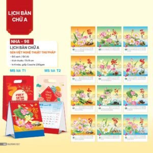 Lịch Bàn Chữ A 2027 NHA Mẫu NHA98 (17 x 19cm) Quà Tết Công Nhân Viên Chiết Khấu Cao in logo doanh nghiệp quà tặng Tết tại Quà Tặng Công Nhân