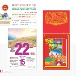 Lịch Bloc Siêu Cực Đại 2027 TD Mẫu TD3 (38 x 53 cm) Quà Tết Công Nhân Viên Chiết Khấu Cao in logo doanh nghiệp quà tặng Tết tại Quà Tặng Công Nhân
