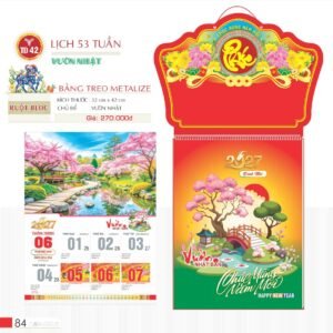 Lịch Treo Tường Lò Xo 2027 TD Mẫu TD42 (40 x 60 cm) Quà Tết Công Nhân Viên Chiết Khấu Cao in logo doanh nghiệp quà tặng Tết tại Quà Tặng Công Nhân