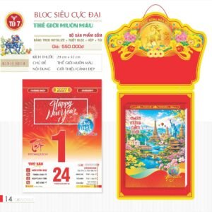 Lịch Bloc Siêu Cực Đại 2027 TD Mẫu TD7 (38 x 53 cm) Quà Tết Công Nhân Viên Chiết Khấu Cao in logo doanh nghiệp quà tặng Tết tại Quà Tặng Công Nhân