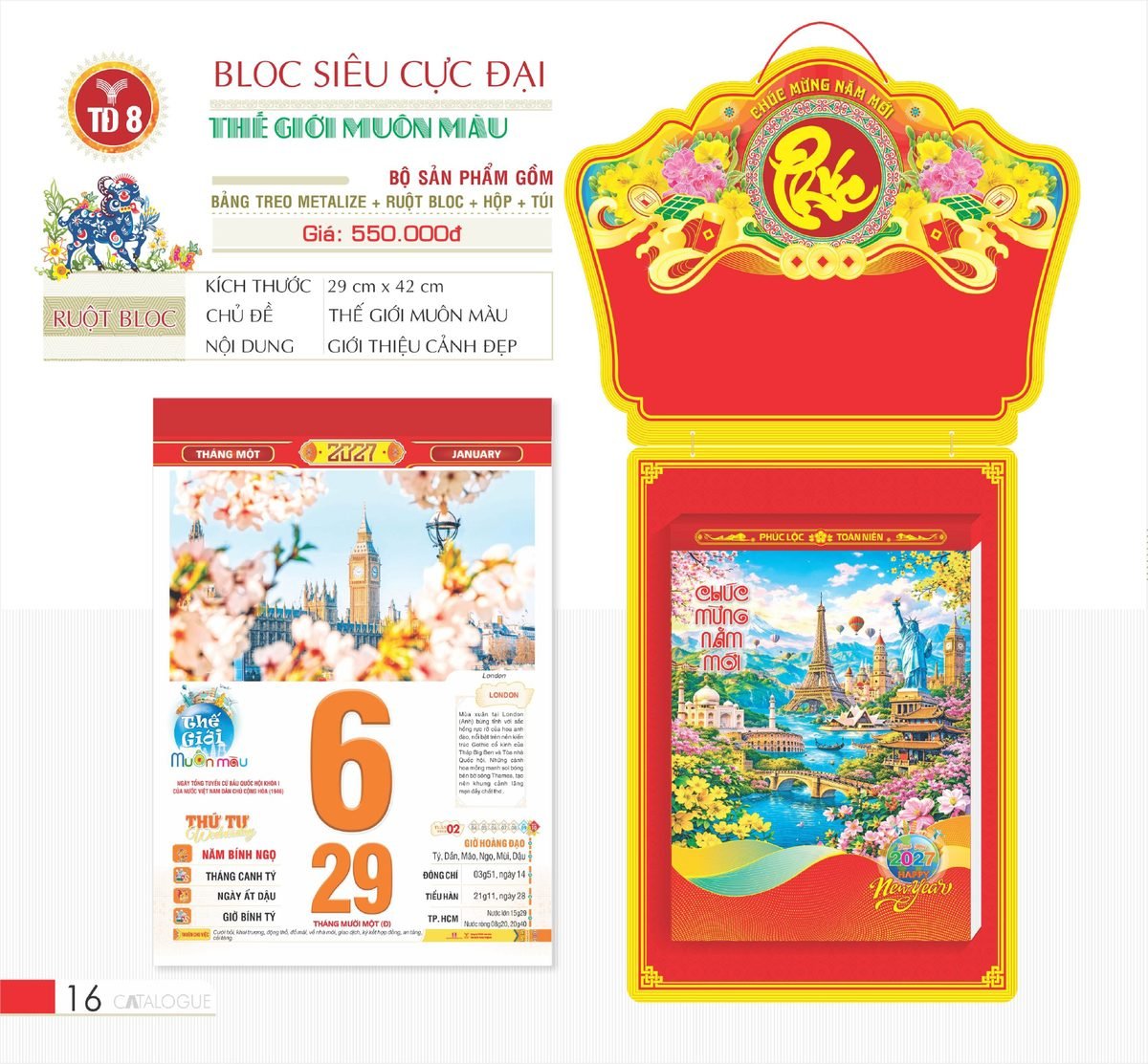 Lịch Bloc Siêu Cực Đại 2027 TD Mẫu TD8 (38 x 53 cm) Quà Tết Công Nhân Viên Chiết Khấu Cao Lịch Bloc Siêu Cực Đại 2027 TD Mẫu TD8 (38 x 53 cm) Quà Tết Công Nhân Viên Chiết Khấu Cao in logo doanh nghiệp quà tặng Tết tại Quà Tặng Công Nhân