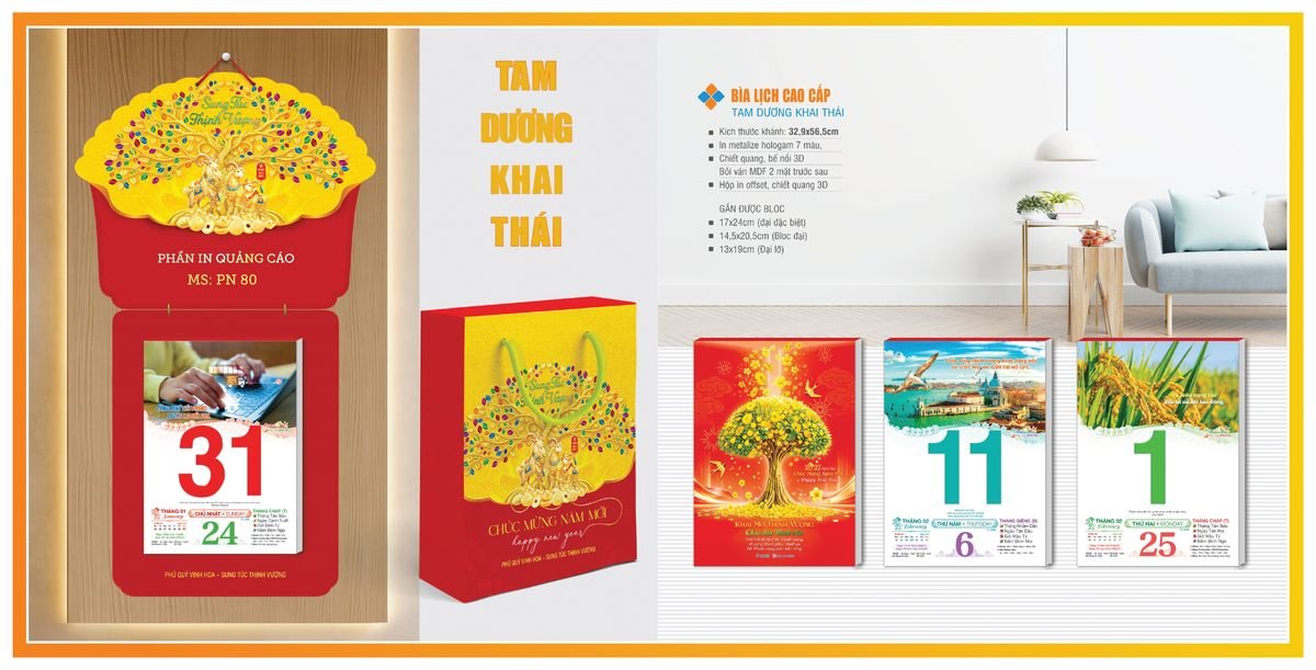 Bìa Lịch Treo Gắn Bloc TPNBIA02 Quà Tết Công Nhân Viên Chiết Khấu Cao