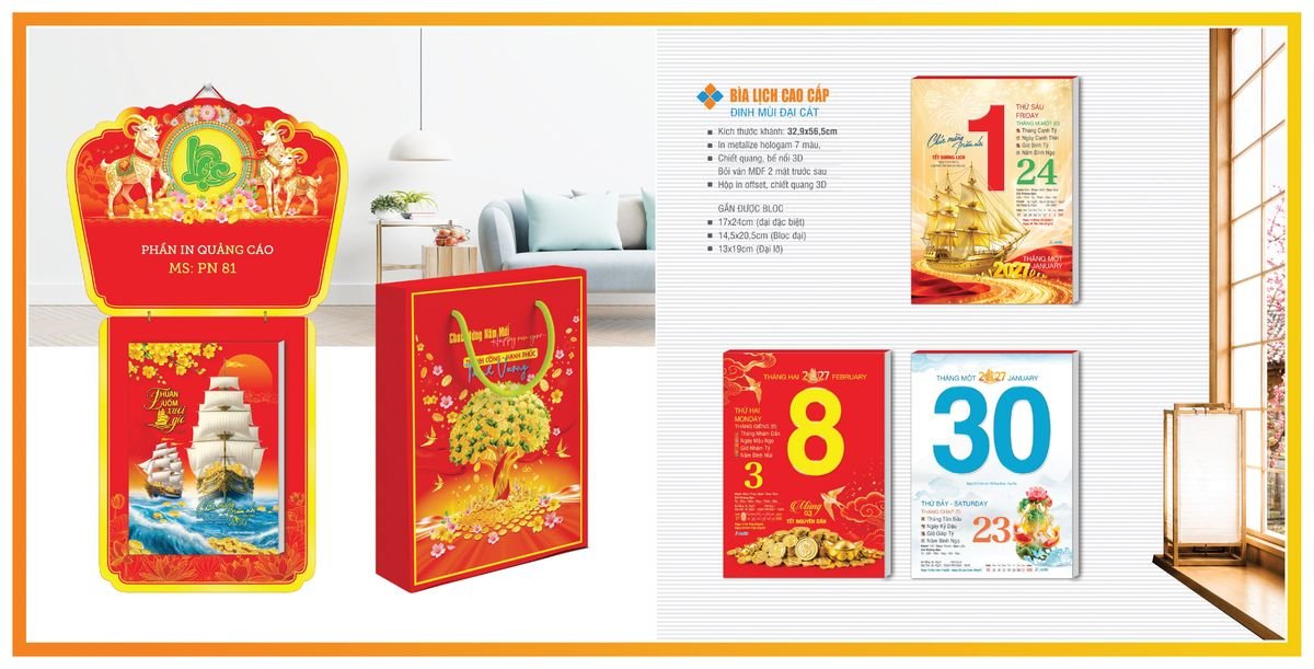 Bìa Lịch Treo Gắn Bloc TPNBIA03 Quà Tết Công Nhân Viên Chiết Khấu Cao