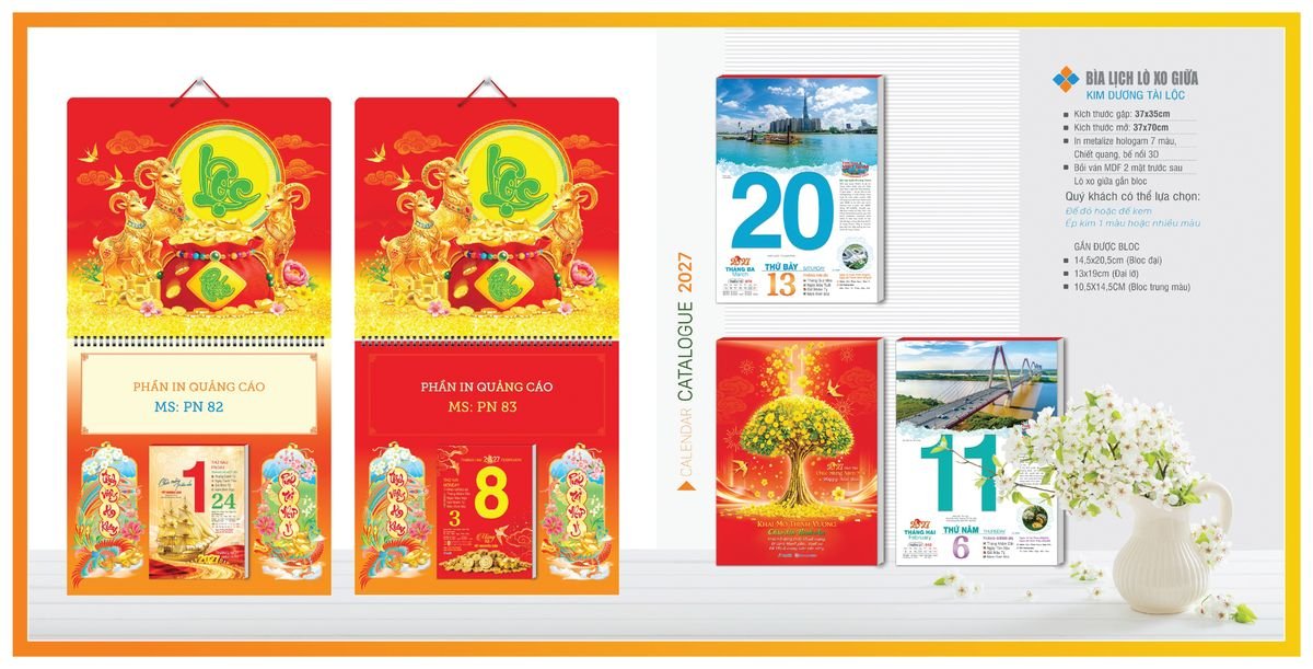 Bìa Lịch Treo Gắn Bloc TPNBIA04 Quà Tết Công Nhân Viên Chiết Khấu Cao
