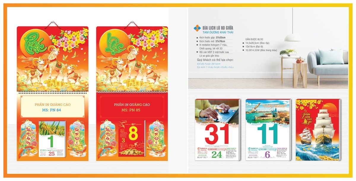 Bìa Lịch Treo Gắn Bloc TPNBIA05 Quà Tết Công Nhân Viên Chiết Khấu Cao