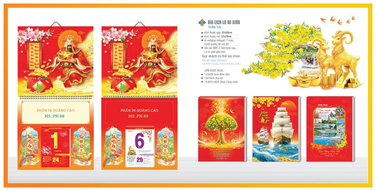 Bìa Lịch Treo Gắn Bloc TPNBIA07 Quà Tết Công Nhân Viên Chiết Khấu Cao