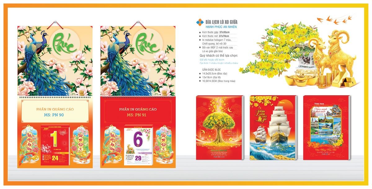 Bìa Lịch Treo Gắn Bloc TPNBIA08 Quà Tết Công Nhân Viên Chiết Khấu Cao
