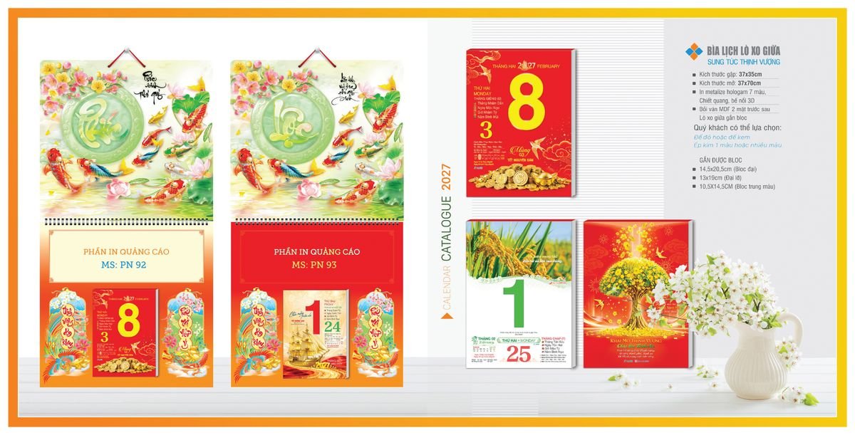 Bìa Lịch Treo Gắn Bloc TPNBIA09 Quà Tết Công Nhân Viên Chiết Khấu Cao