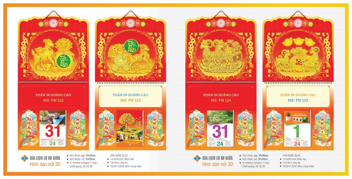 Bìa Lịch Treo Gắn Bloc TPNBIA18 Quà Tết Công Nhân Viên Chiết Khấu Cao