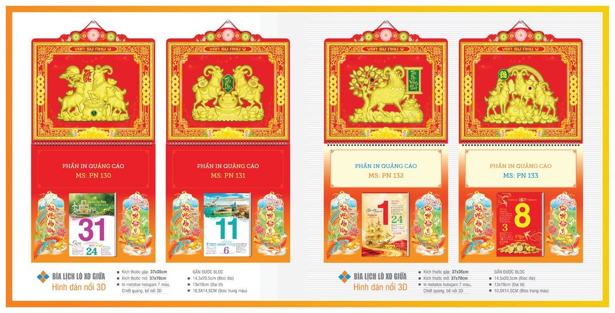 Bìa Lịch Treo Gắn Bloc TPNBIA20 Quà Tết Công Nhân Viên Chiết Khấu Cao