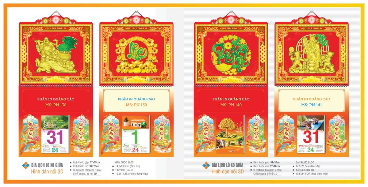 Bìa Lịch Treo Gắn Bloc TPNBIA22 Quà Tết Công Nhân Viên Chiết Khấu Cao