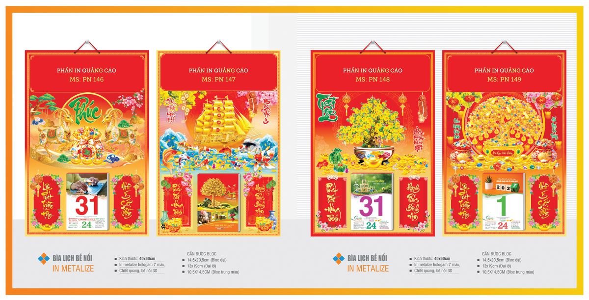 Bìa Lịch Treo Gắn Bloc TPNBIA24 Quà Tết Công Nhân Viên Chiết Khấu Cao