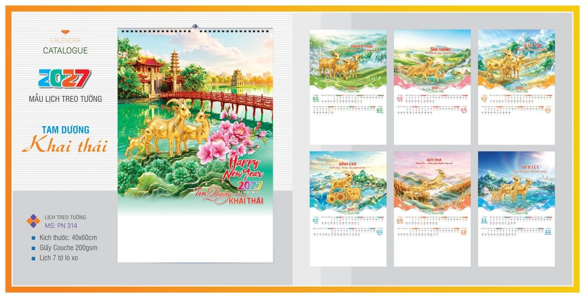 Lịch 7 Tờ Lò Xo TPNLX04 Quà Tết Công Nhân Viên Chiết Khấu Cao