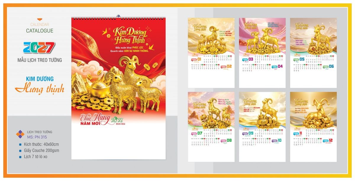 Lịch 7 Tờ Lò Xo TPNLX05 Quà Tết Công Nhân Viên Chiết Khấu Cao Lịch 7 Tờ Lò Xo TPNLX05 Quà Tết Công Nhân Viên Chiết Khấu Cao