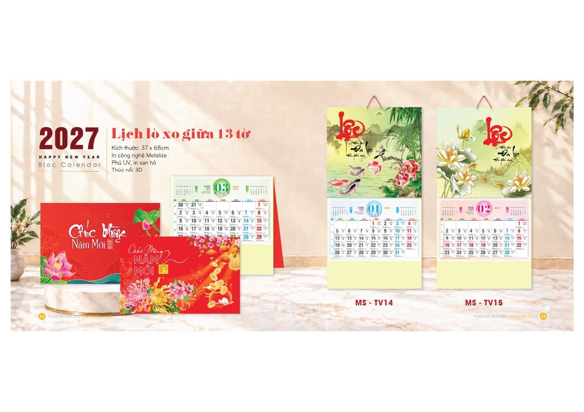 Lịch Bloc Cực Đại 2027 TV10 Quà Tết Công Nhân Viên Chiết Khấu Cao