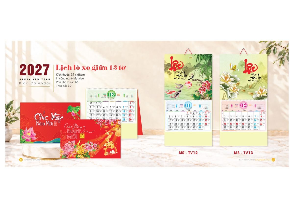 Lịch Bloc Cực Đại 2027 TV12 Quà Tết Công Nhân Viên Chiết Khấu Cao